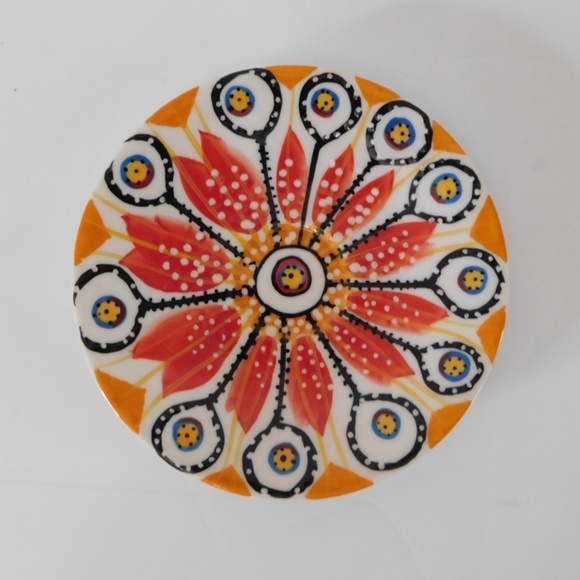 ANTHROPOLOGIE Polka Dot Floral Teacup Saucer Set Bohemian Kitchen Tea - Picture 9 of 13